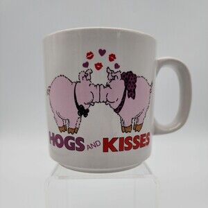 Vintage Russ Hogs And Kisses Vintage Coffee Mug Teacup Hot Chocolate